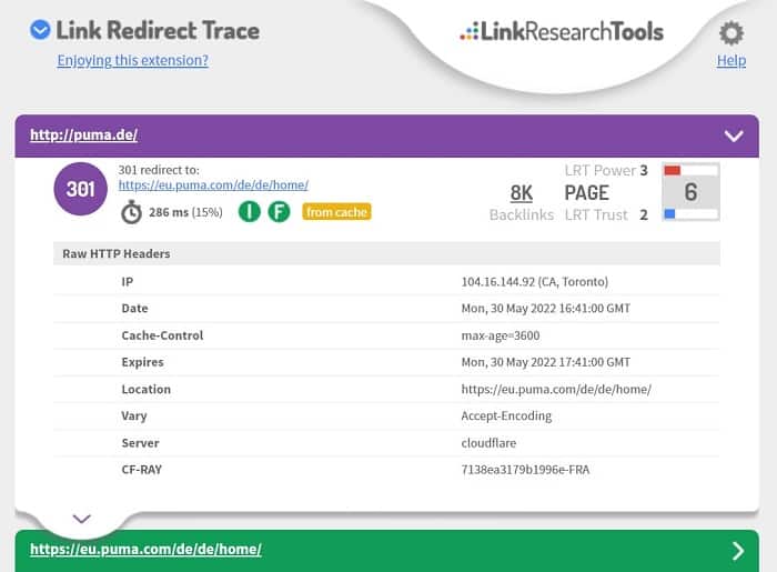 19. link redirect trace info