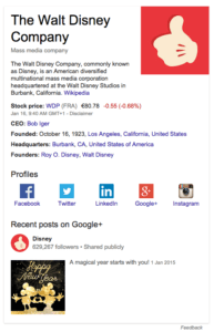 In der Infobox der google Suche findet man nun auch die Social media Präsenzen der Unternehmen