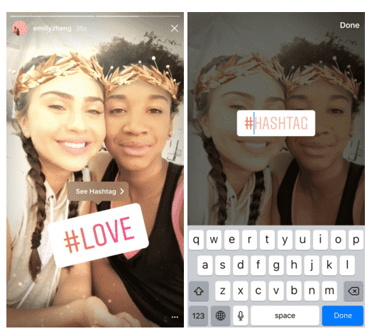 Instagram Stories können nun mit Hashtags angereichert werden