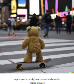 Skateboard fahrender Teddybär