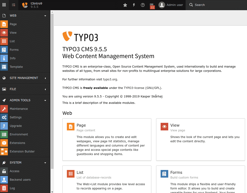 typo3 backend