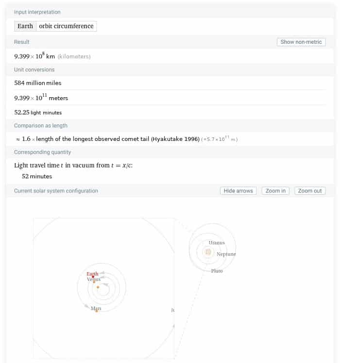 Wolfram Alpha Beispiel Umlaufbahn