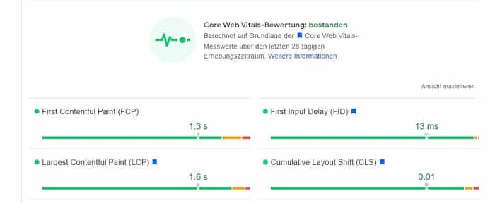 core web vitals pagespeed test